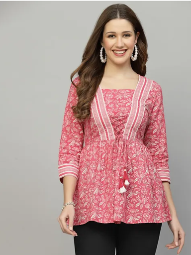 [sku01356] Top rosa con estampado floral