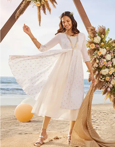 [sku01359] Vestido acampanado blanco